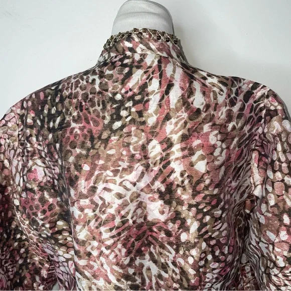 NWT CHICO'S Bernita Animal Pattern Caliente Coral Open Jacket - Picture 5 of 13